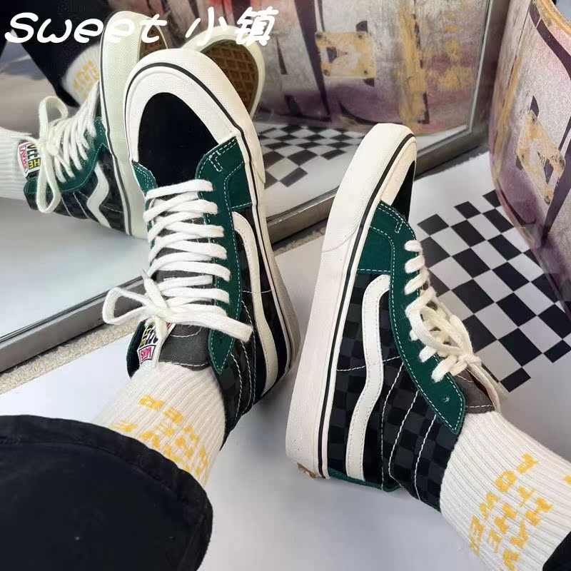 Vans Sk8-Hi 138 Decon Sf Black Checkerboard Green High-Top Sneakers Vn0A4Bx7Acw