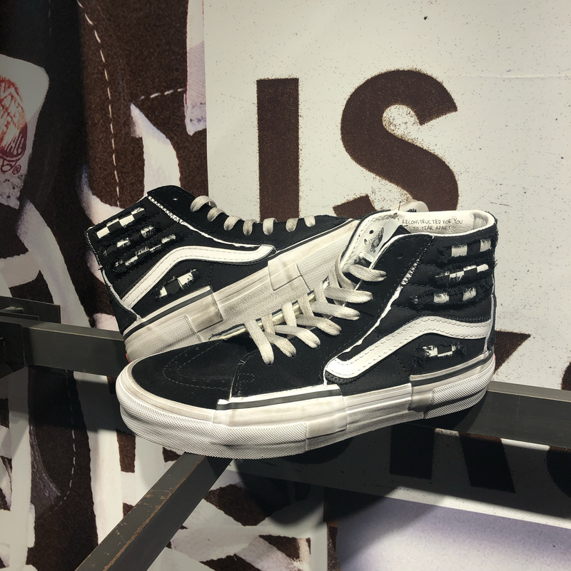 Vans Sk8 Hi Black and White Deconstructed Vintage High-Top Unisex Trendy Skate Shoes Vn0005Ukbp7