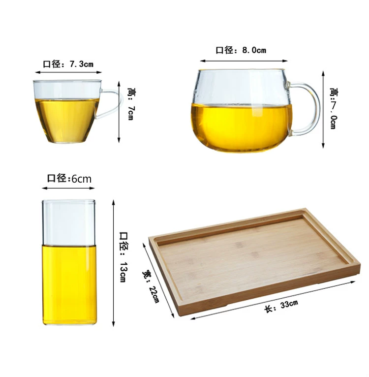 Chịu nhiệt độ cao nước lạnh chai thủy tinh ấm đun nước công suất lớn hoa ấm trà cốc nước nồi nồi nước nồi đặt - Tách