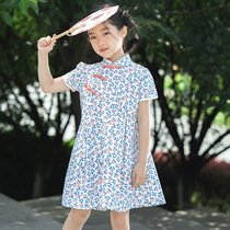 Little Tiger Patty Girl Summer Dress 2021 New Western Girl Princess Dress Children Chinese Style Cheongsam Dress
