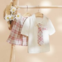 Small Tiger Patti Girls Summer Clothing Suit Foreign Air Trendy College Wind 100 Plexu Jk Uniform goskirt Two set of small bear boom