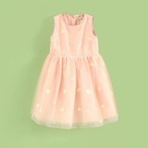 Little Tiger Patty Girl Dress Summer Dress Middle Child Princess Dress Girl Sequin Love Vest Dress Mesh Skirt