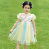 Little Tiger Patty Rainbow Skirt Girls Summer New Childrens Splice Skirt Cute Bubble Sleeve Baby Pant Skirt