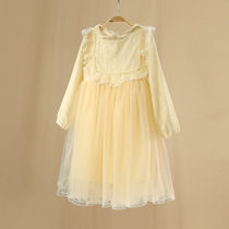 (Autumn new product) Little Tiger Patty Girl Dress 2021 Childrens foreign-quality mesh lace embroidered princess dress