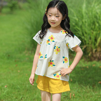 Little Tiger Patty Girl T-shirt Two-piece childrens doll shirt cotton bubble crepe floral foreign girl child suit