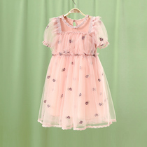 Little Tiger Patty Childrens foreign gauze dress girl dress rose embroidery baby new dress fairy princess dress