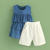 Small Tiger Patti Girl Net Red Suit Foreign Air Summer Clothing Childrens Han Version Trendy Sleeveless Foreign Air Two Sets