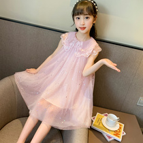 Little Tiger Patty Girls Summer Dress Sequins Big Lapel Childrens Western Girls Princess Dress Skirt Dress A