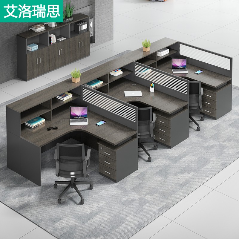 Staff desk and chair combination of a minimal modern 2 4 6-person screen seat office financial computer desk