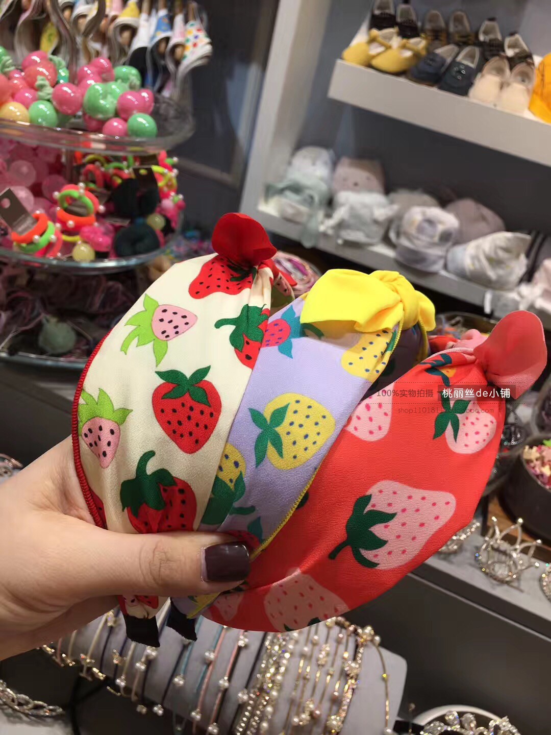 (Special Clearance) Korea bebe prince children's hair accessories sweet fabric strawberry pineapple wide-brimmed headband