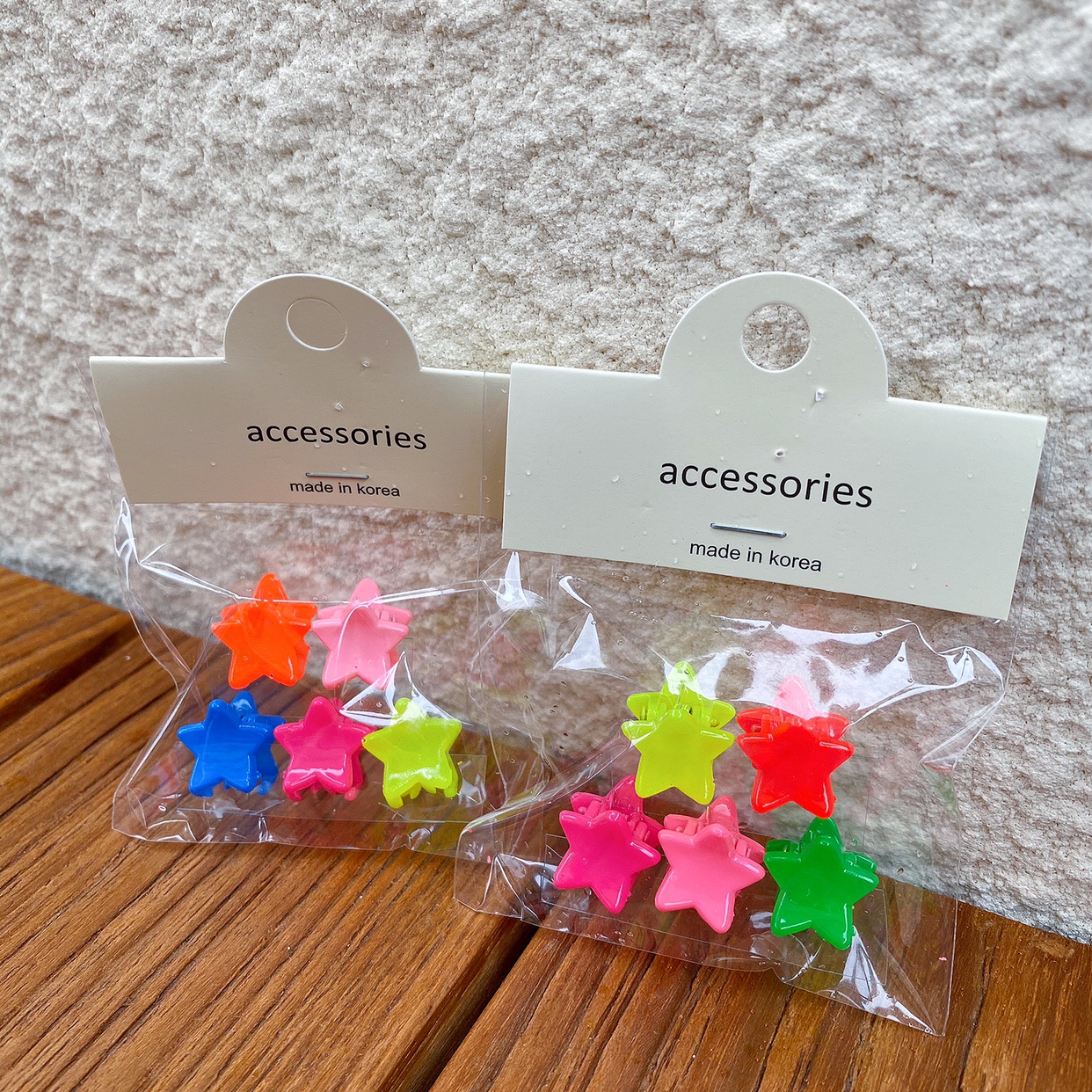 (Spot) Korea Import fluorescent Color pentagram Flowers Rabbit Rabbit Hair Clip Mini Cute Grip Clip Grip Clip
