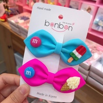 (Spot) Korean bonbon hair accessories fluorescent laser fruit bow hairpin cute ice cream broken hair clip