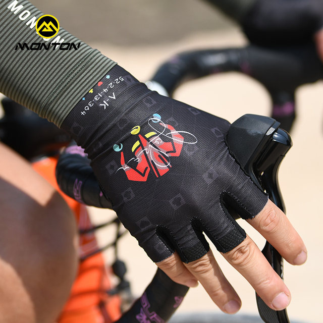 Monton spring and summer mountain bike half-finger gloves outdoor men's and women's road bike riding equipment sports cushioning gloves