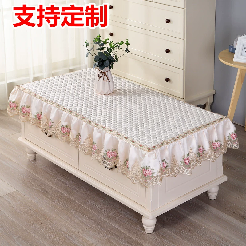 Bàn cà phê khăn trải bàn hình chữ nhật vải ren placemat phòng khách Bàn cà phê đặt bìa nhà phong cách châu Âu Tủ bụi bụi - TV