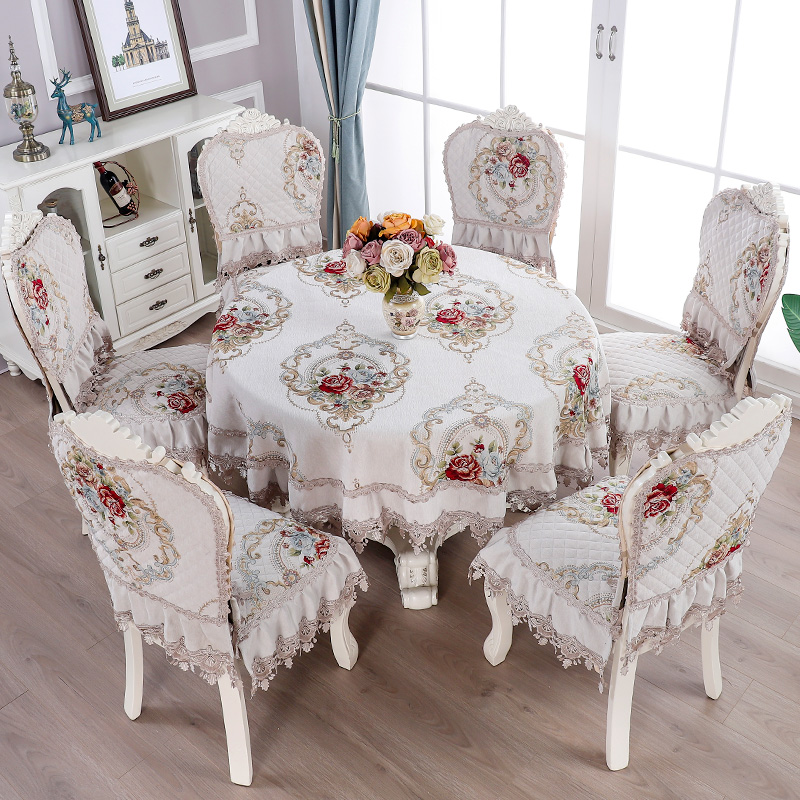 Luxury bàn hình chữ nhật châu Âu vải bàn cà phê khăn trải bàn vải khăn trải bàn ghế tròn ăn ghế bao gồm bộ đệm khan trai ban