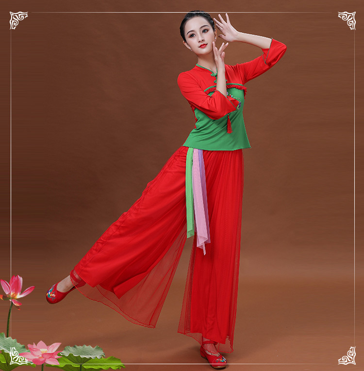 Quần nhảy vuông Gegeyi Waner Quần nữ mùa xuân và quần mùa thu Quần biểu diễn múa Quần thêu - Khiêu vũ / Thể dục nhịp điệu / Thể dục dụng cụ giày nhảy khiêu vũ