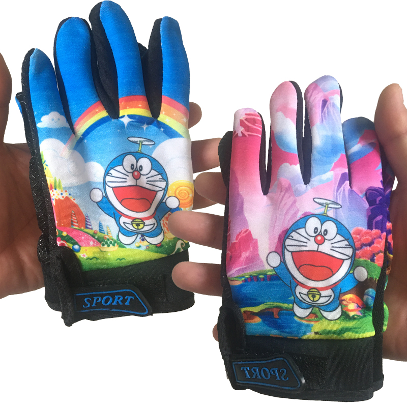Children's gloves thin spring and summer riding five fingers protective ding When machine cat cute anti-slip and breathable balance car elastic