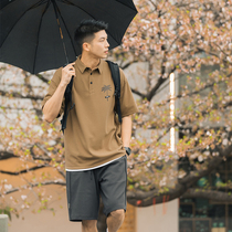 Lü Xiaohu Heavy Weight Fabric Men Short Sleeve Polo Shirt Tide Card Youth Summer Printed T-Shirt Loose Body Shirt Tide