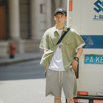 Lu Xiaohu Japanese retro tooling shirt mens harbor style summer thin short sleeve jacket mens loose salt shirt