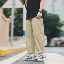 LuXiaohu Summer New Straight Cylinder Casual Pants Men Tide Card Irregular Pocket Base Money Loose Tooling Long Pants