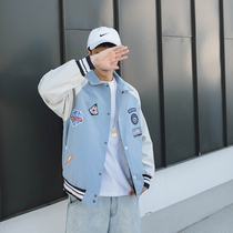 Autumn new baseball jacket American casual jacket trend mens loose all-match color college style top