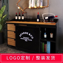 Loft American side cabinet Industrial style retro dining cabinet Restaurant bar Hotel Tea low cabinet Living room locker