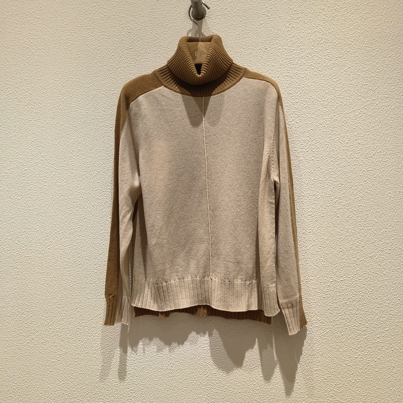 Enpiaa Genuine Product from the Store, Autumn/Winter 2024 Women's Xnjiw9531A Wool and Cashmere Color-Blocked High-Neck Versatile Knit Sweater
