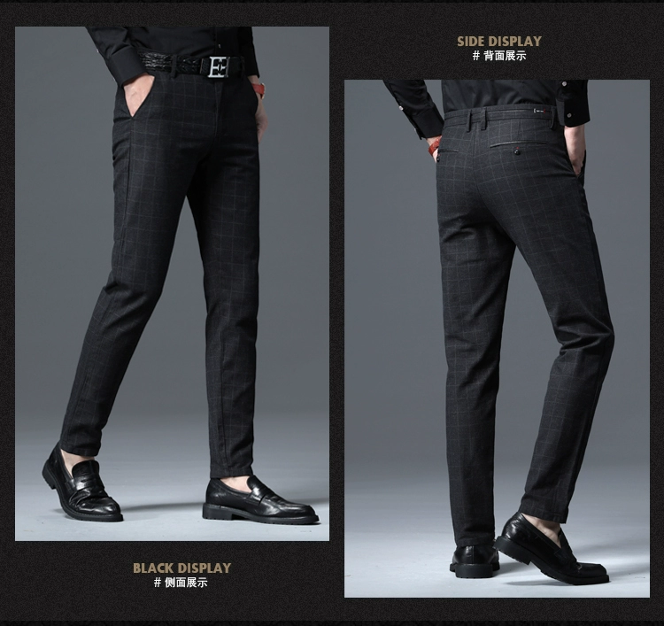 Quần kẻ sọc nam giản dị 2020 quần mới lỏng lẻo kinh doanh quần nam trung niên cha dài mùa xuân - Crop Jeans