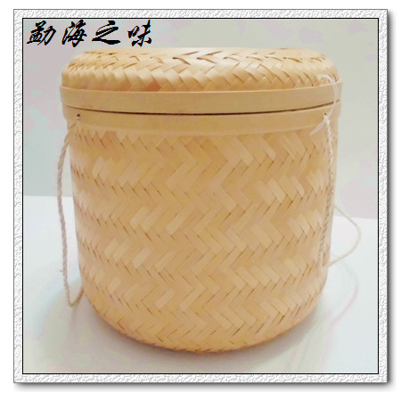 Packed with 250 grams of the first layer of bamboo skin, Pu'er tea seven-zi cake packaging bamboo barrels, bamboo baskets, bamboo baskets, golden bamboo baskets