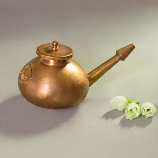 India Isha Imported Genuine Pure Copper Yoga Neti Pot Net Nasal Cavity Cleaning Equipment 200ml Ayurveda