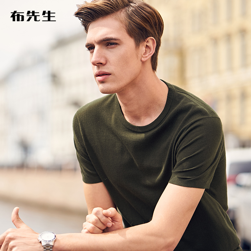 Ông Boo ngắn tay áo áo len áo thun áo len áo thun T-shirt nam dệt kim đáy BT3788.