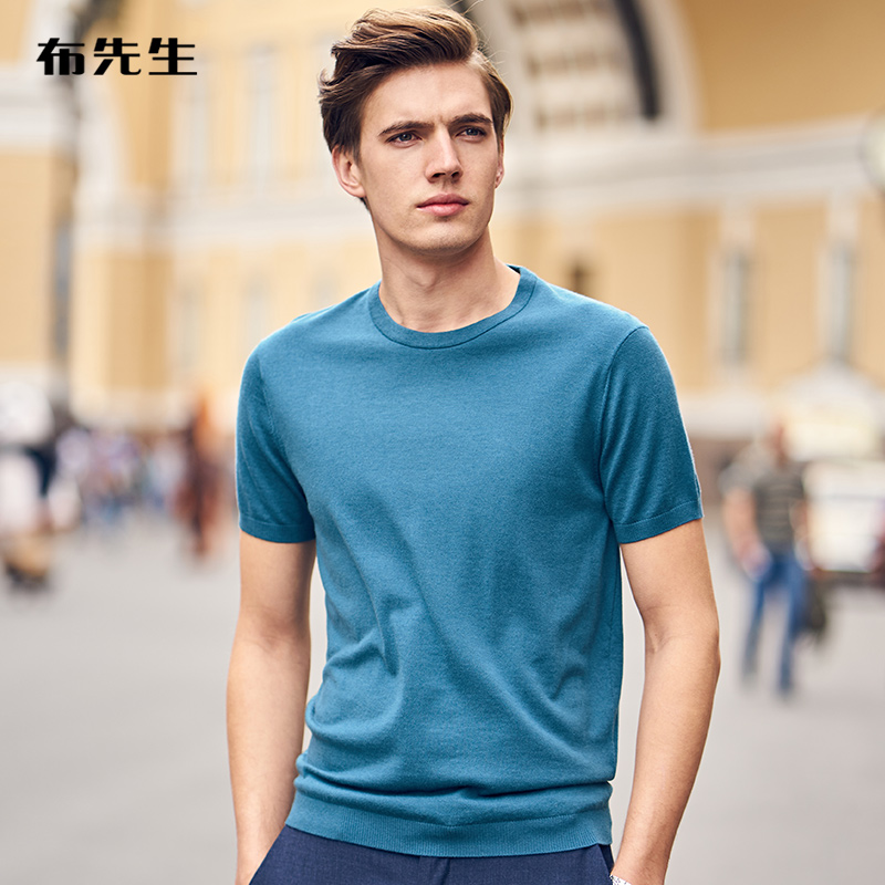 Ông Boo ngắn tay áo áo len áo thun áo len áo thun T-shirt nam dệt kim đáy BT3788.