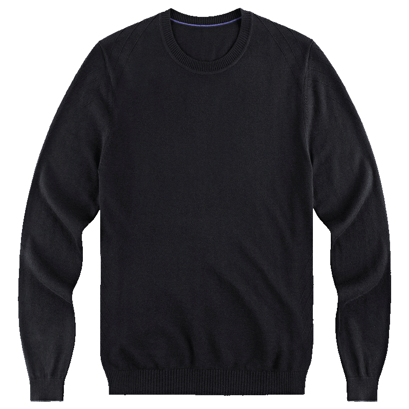 [USD 141.82] Mr. Booth Sweater Men's Sweater Round Neck Solid Black Sweater Autumn Winter