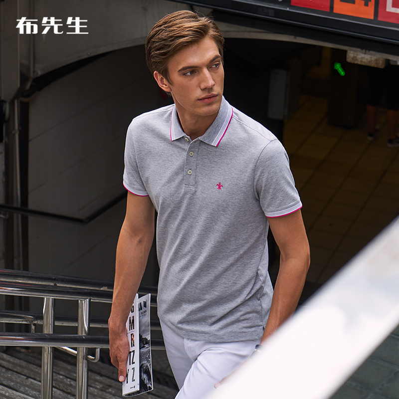 Xóa áo polo mới ngắn tay T-shirt mùa hè ve áo giản dị đầu AT10517 của ông Boo