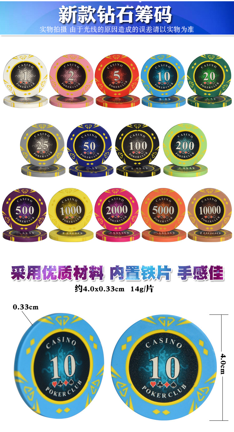 Texas Holdem Chips Coin Baccarat Black Jack Mahjong Phòng cờ vua Chips đặc biệt Thẻ nhựa - Các lớp học Mạt chược / Cờ vua / giáo dục bộ cờ vua đẹp