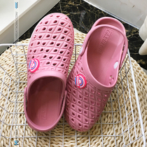 Baotou womens cool slippers breathable soft bottom hole shoes wear dual-purpose sandals summer rubber work Leisure rain slippers