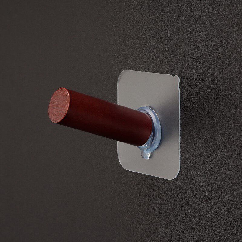 Perforated solid wood hooks red wood adhesive sticker lengthened door rear hanging clothes hook No marks big coat cap hook wall-mounted wall