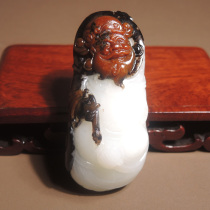 Stunned by Dialect Hetian Jade Boutique Play Grade Black Oil Leather Seed Material Oily and Delicate Old Mature God of Wealth Handpiece H6