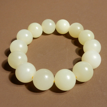 The dialect and Hetian jade leaked hugely and the bottom of the material was frozen with fluorescent yellow mouth round beads 16mm bracelet w1