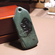 Qi Ma dialect high-quality old mature and extremely delicate Xinjiang seed material white skin sand date green two-color enlightenment pendant pendant h4