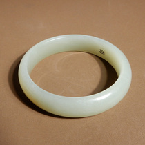 Stunned dialect Hetian jade boutique with huge leakage Xinjiang delicate and finished sugar white jade inner diameter 52mm bracelet w1