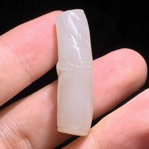 I was stunned by the dialect Hotan jade high fat and high waxy Qinghai old pit material lotus root pink rising steadily jade pendant w3