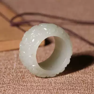 New pinhui 180 yuan Xinjiang Qiemo material green jade Ruyi pattern ban zhi all the best men's big ring jewelry A