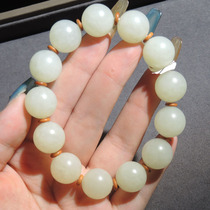 The Dialect Hetian Jade from Xinjiang is warm and delicate with chicken fat and yellow yellow mouth material 15mm round bead bracelet R6