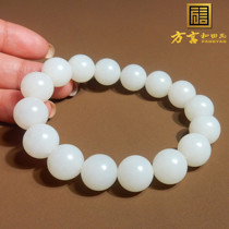 Диалект и Tian jade Boutique collection fine sil greasy Xinjiang и конечный материал белый jade 14mm Yuanzhu Handstring браслет X5