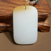 The dialect brand Hetian jade is high in fat and has an old pit material. Suet fat white jade with sugar and safe brand pendant h4