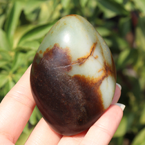 Hot dialect boutique Hetian jade Xinjiang collection grade oily black red leather white jade seed material raw stone toy handle O2