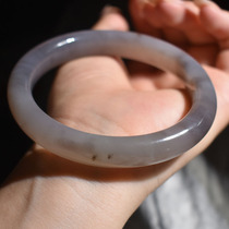 Fry the dialect Hetian jade boutique Qinghai old pit material high ice smoke blue violet card 59mm formal bracelet R1