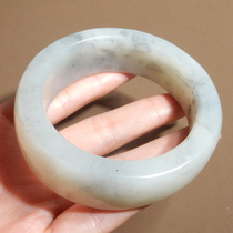 Rare dialect Hetian jade Xinjiang hanging gold skin with pores white jade with blue and white seed material card 57mm formal bracelet