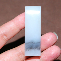 Dialect Hetian jade Xinjiang blue and white seed material black and white clear artistic conception mutton fat white jade safe and sound brand pendant O8